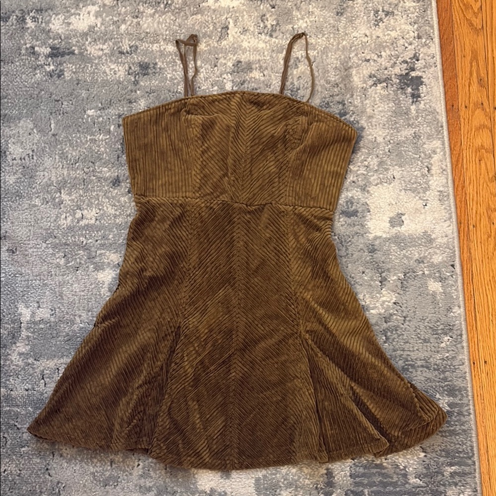 UO Urban Outfitters Mini Corduroy Dress, Brown, SZ Small